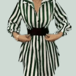 Striped Button-Down Midi Dress